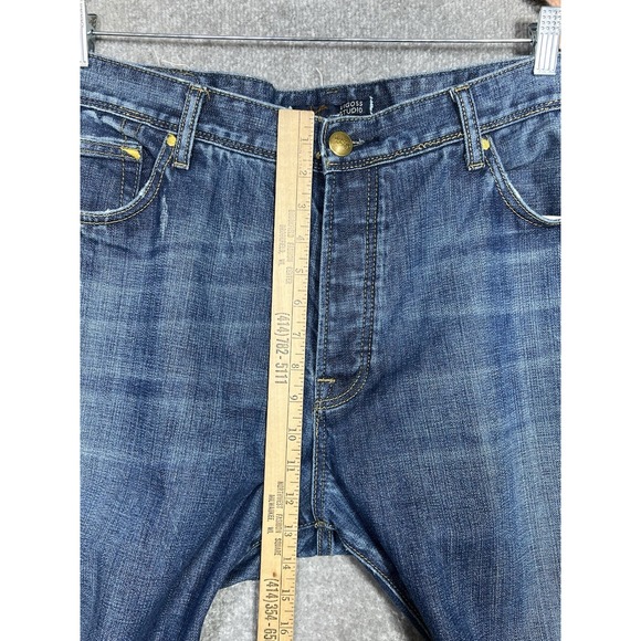 Vigoss Studio Cody Jeans Mens Size 44x34 Blue Cotton Distressed Denim Button Fly - Picture 15 of 16